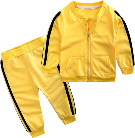 Baby Boys Girls Cotton Tracksuit Sweatshirt Top + Sweatpants Zipper Coat Outfits Set