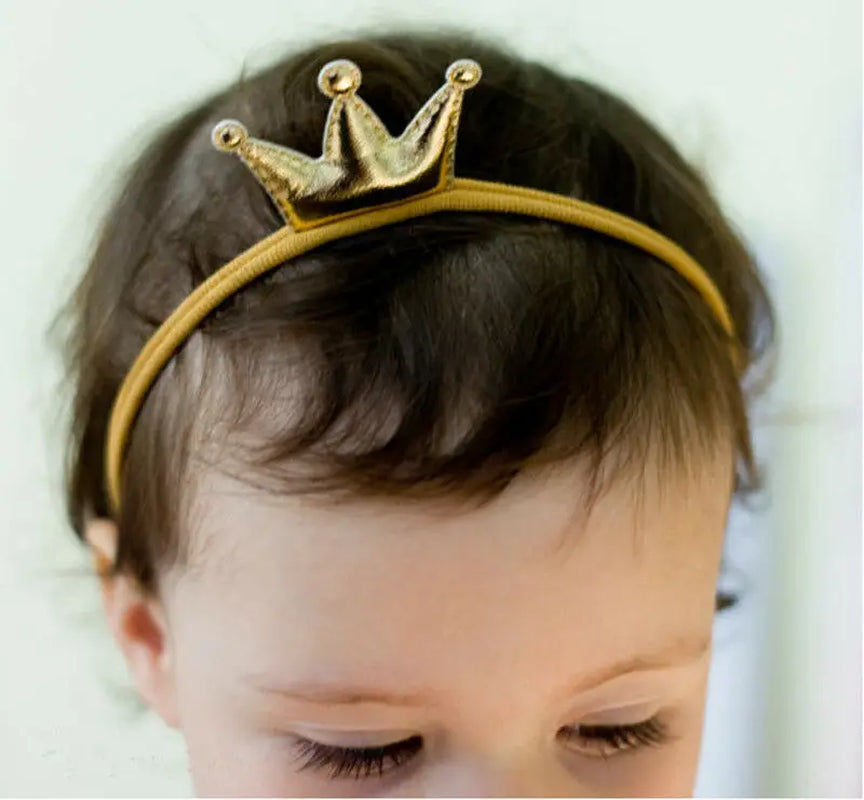 2019 Princess Birthday Headwear Newborn Baby Toddler Girls Boys Crown Hairband Elastic Nylon Headband Headwear