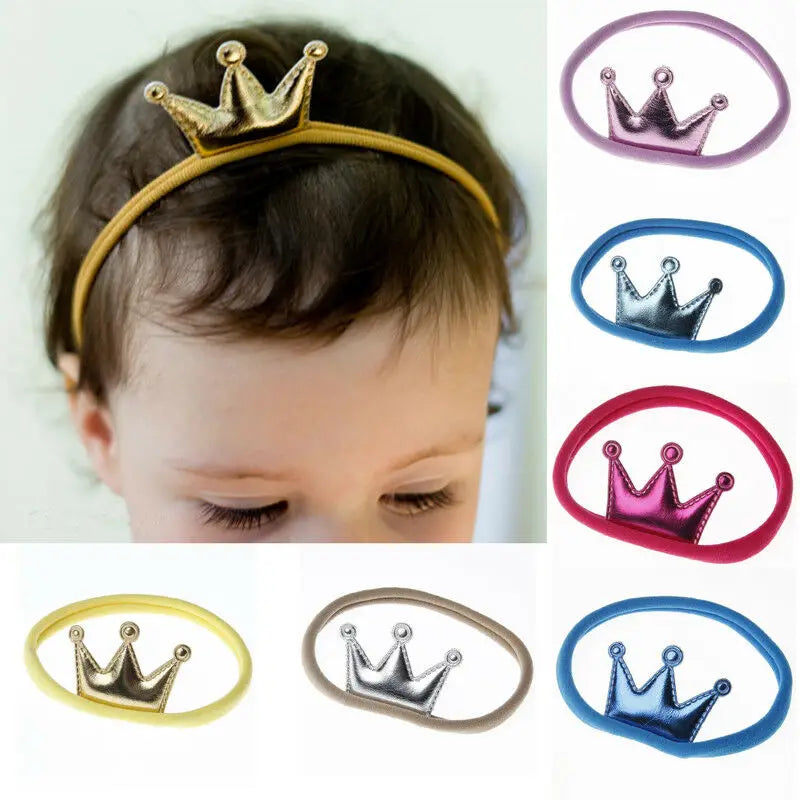 2019 Princess Birthday Headwear Newborn Baby Toddler Girls Boys Crown Hairband Elastic Nylon Headband Headwear