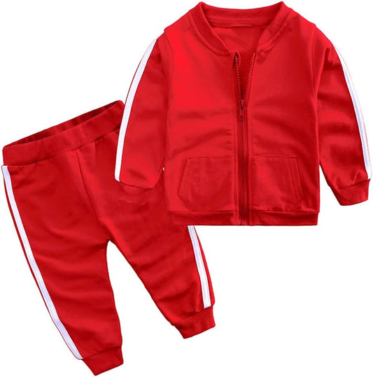 Baby Boys Girls Cotton Tracksuit Sweatshirt Top + Sweatpants Zipper Coat Outfits Set